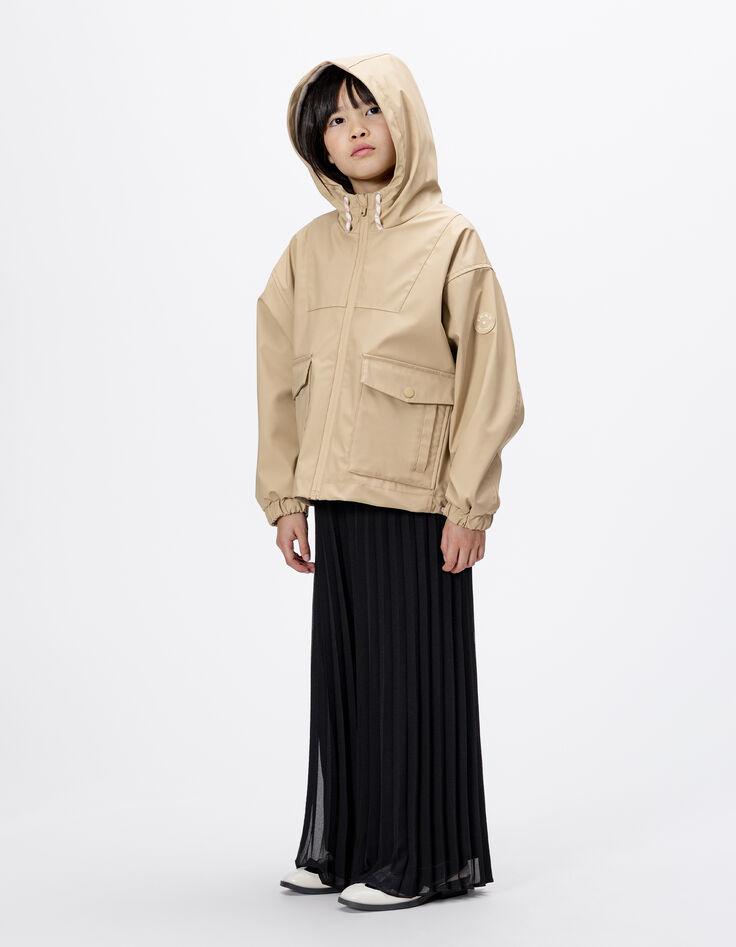 Parka à capuche beige intérieur écru fille-4 Parka à capuche beige intérieur écru fille-4