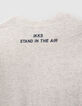 Camiseta beige algodón ecológico mensaje goma niño-3