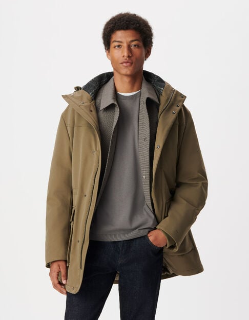 Kaki waterafstotend parka voor heren - IKKS