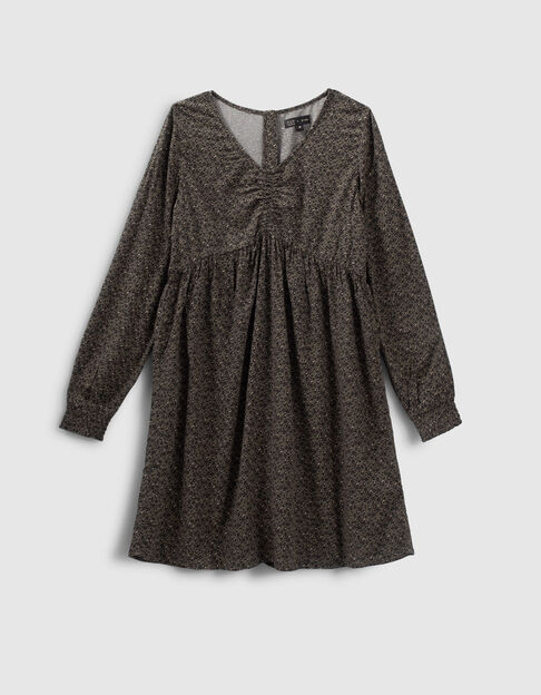 Vestido caqui LENZING™ ECOVERO™ estampado leopardo niña - IKKS