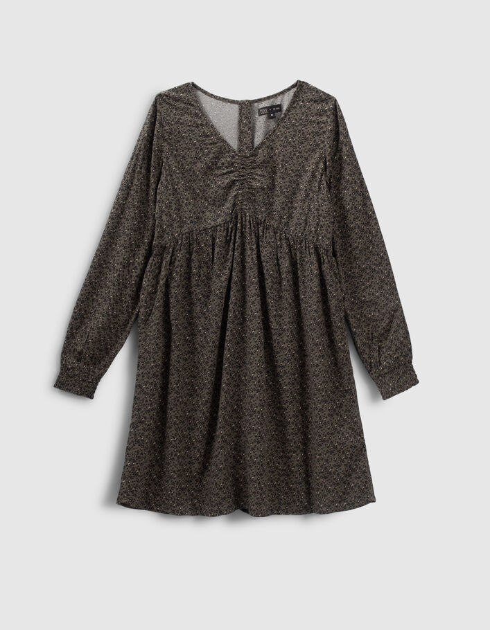 Khaki Mädchenkleid LENZING™ ECOVERO™ mit Leopardentupfen-1