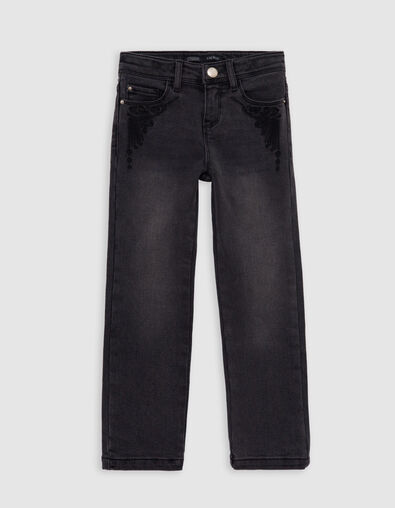 stonewashed  rechte jeans geborduurde zakken meisjes - IKKS