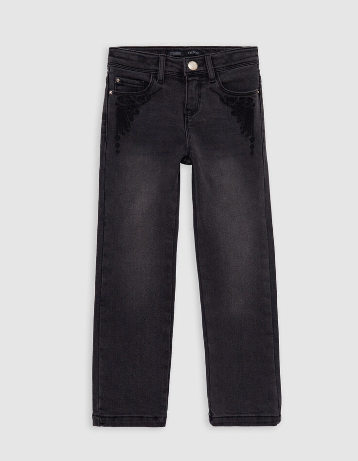 stonewashed  rechte jeans geborduurde zakken meisjes-1