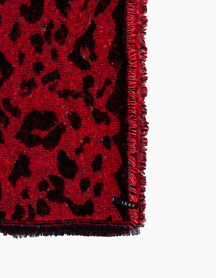 Women's red animal Jacquard fluffy scarf - IKKS