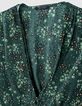 Blouse manches longues col V imprimé floral bleu femme-2