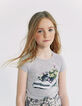 Gem&ecirc;leerd middengrijs T-shirt opdruk gebloemde sneaker-5