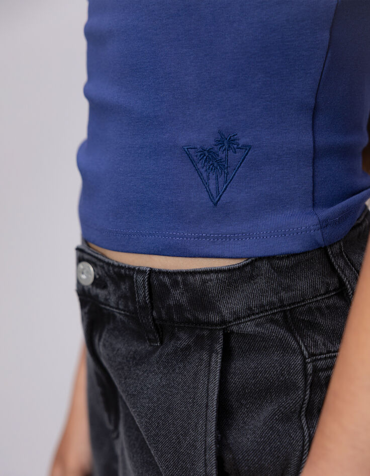 Blauw T-shirt rugdecolleté meisjes-9
