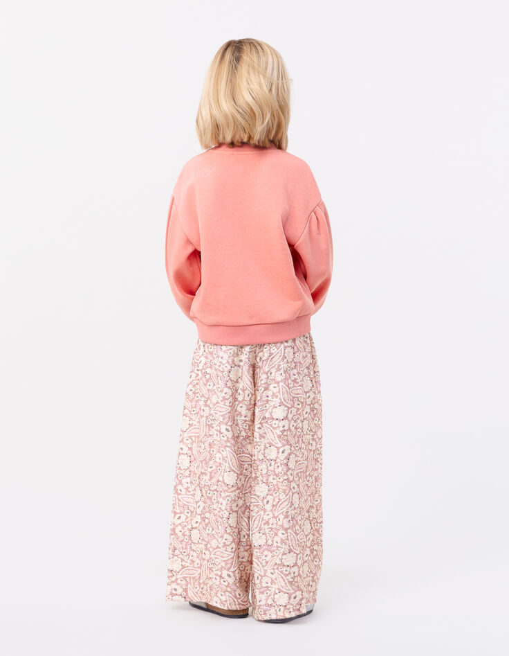 Pantalon rose imprimé cachemire floral fille-3