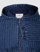 Blue denim hooded jacket with tennis stripes for boy-2