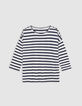 Oversized navy and white sailor tee with shoulder jewels Women-5