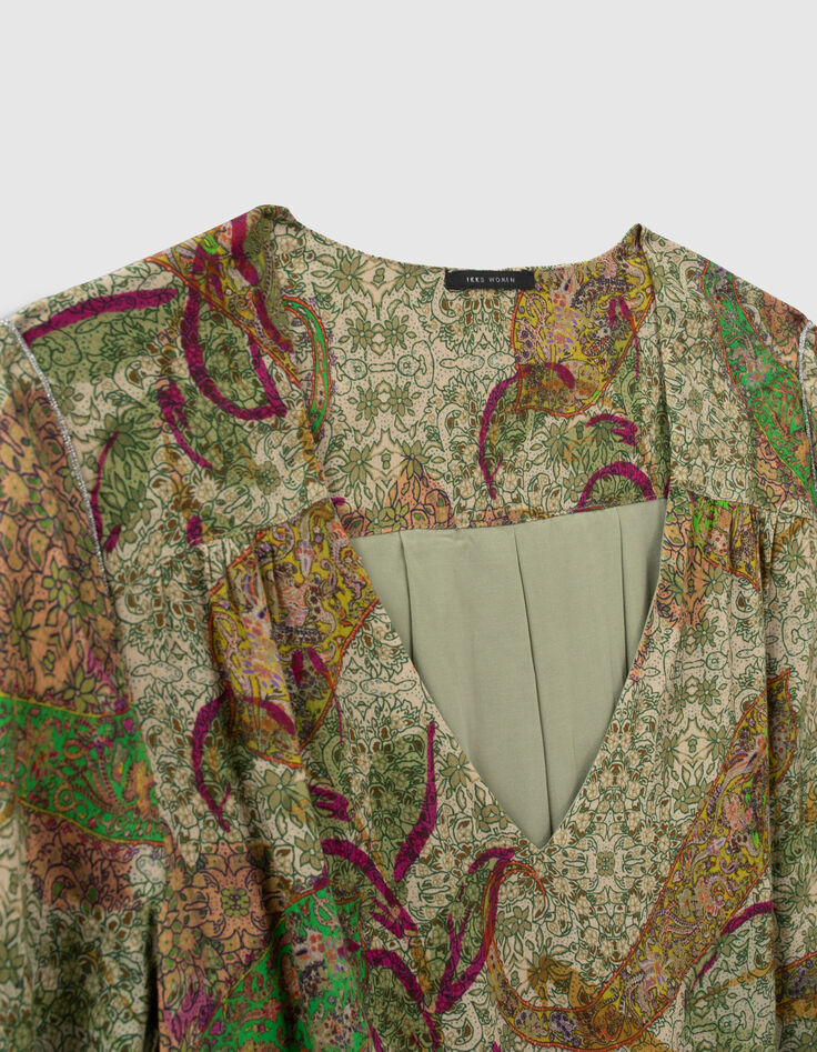 Cremeweißes Damenkleid mit Paisley-Print-7