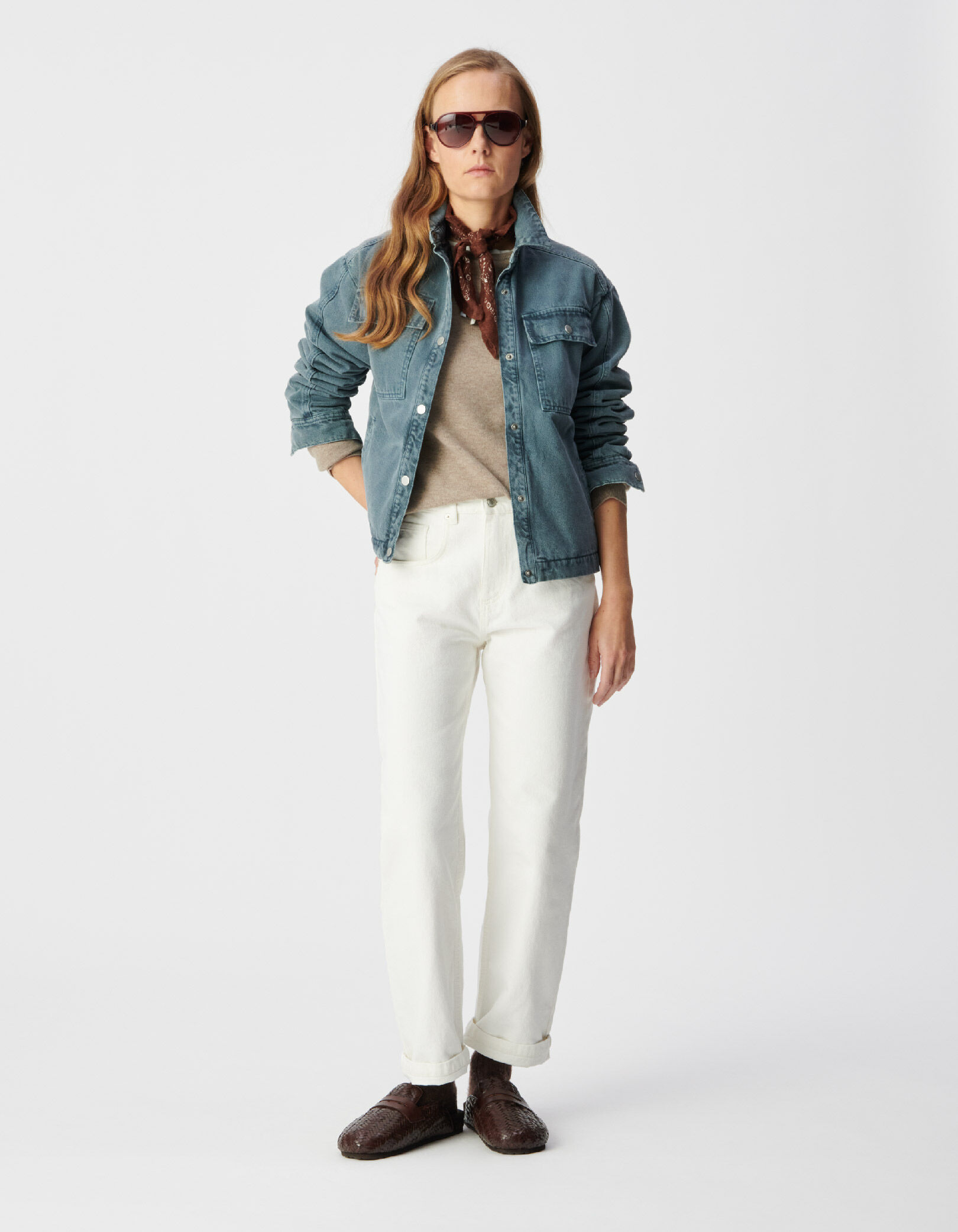 Women's oversized blue denim jacket with quilted lining IKKS