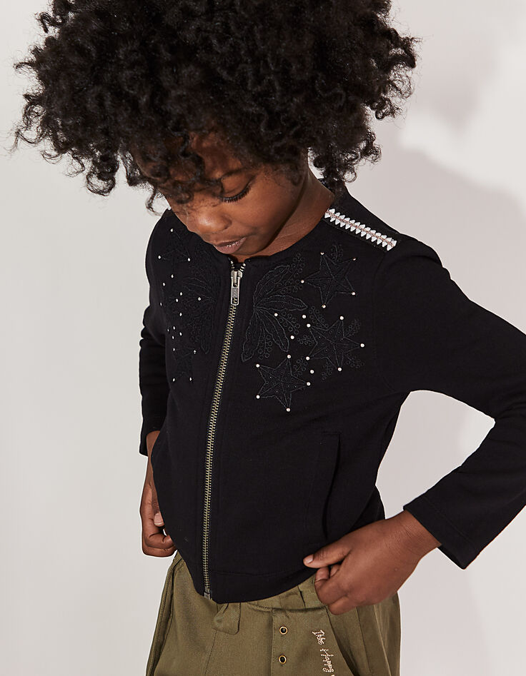 Girls’ black embroidered cardigan-2