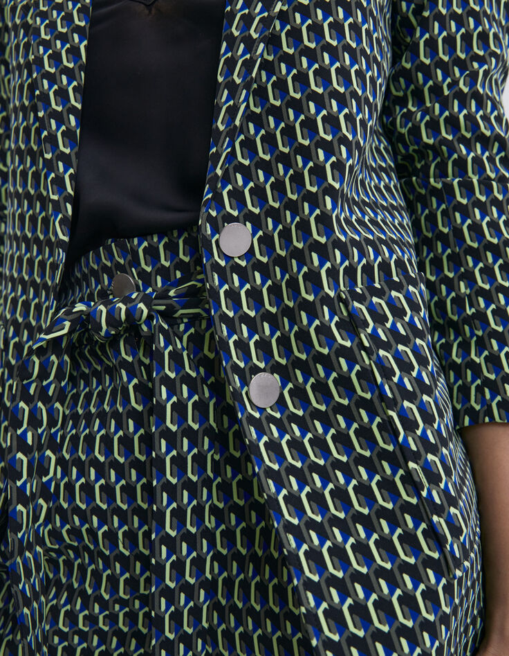 Women’s black graphic print suit jacket-4