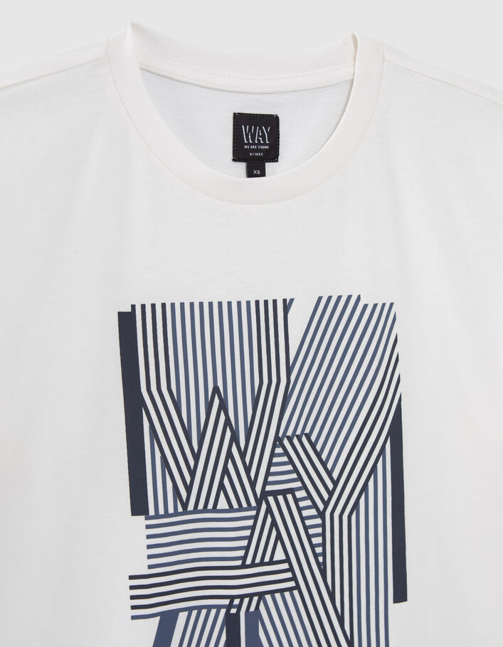 Weißes Jungen-T-Shirt mit WAY-Logo und Streifen - IKKS