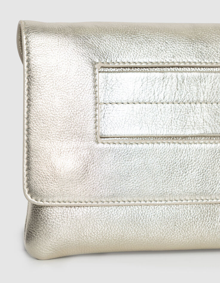 Sac pochette dor&eacute; cuir m&eacute;tallis&eacute; Femme-2