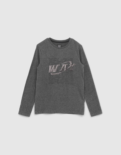 Camiseta antracita algodón ecológico logo lentejuelas niño