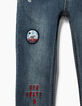 Boys’ light blue patched embroidered slim jeans -4
