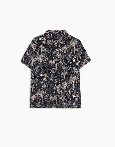 Boys’ black medina and palm tree print shirt - IKKS