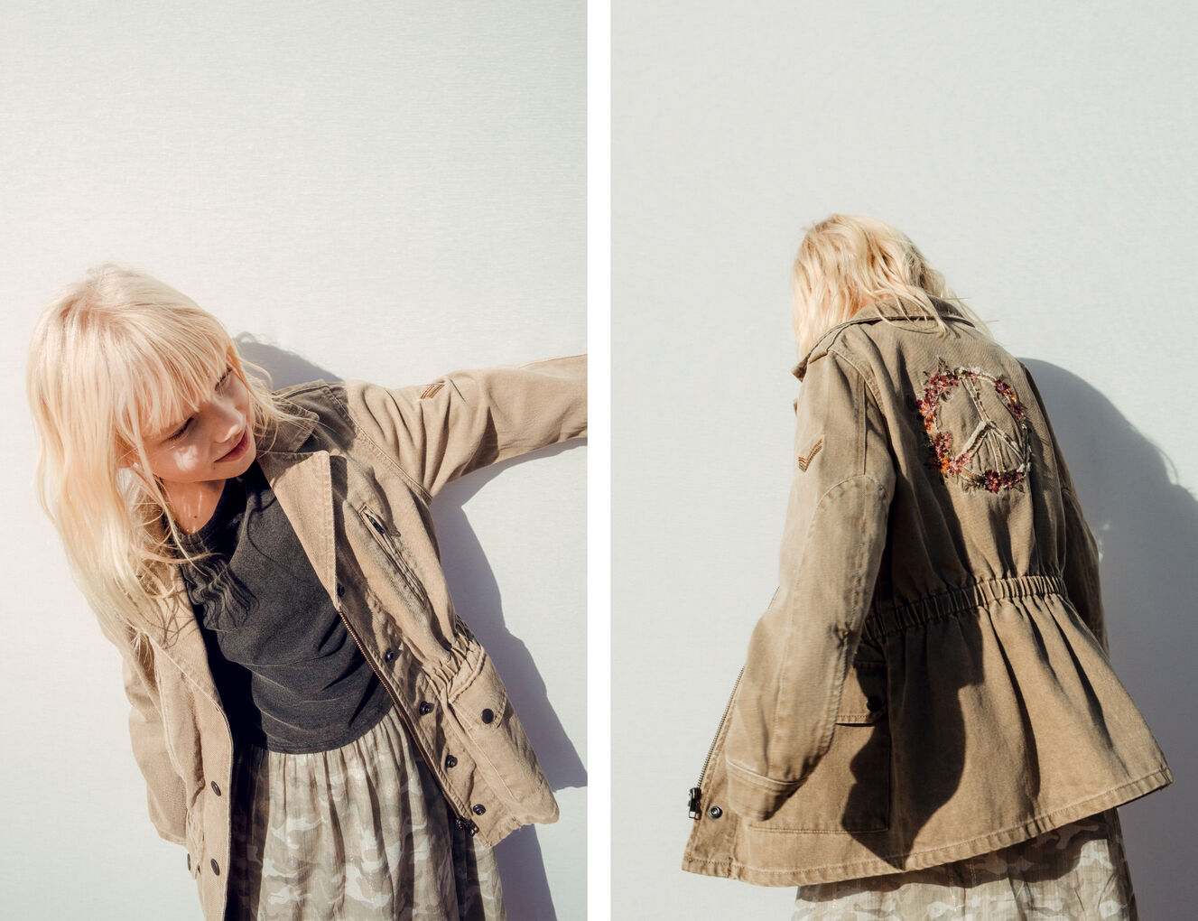 Girls’ light khaki Terra Denim safari jacket, P&L back - IKKS-2