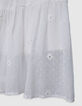 Jupe blanche jacquard plumetis et fleurs brodées fille-5