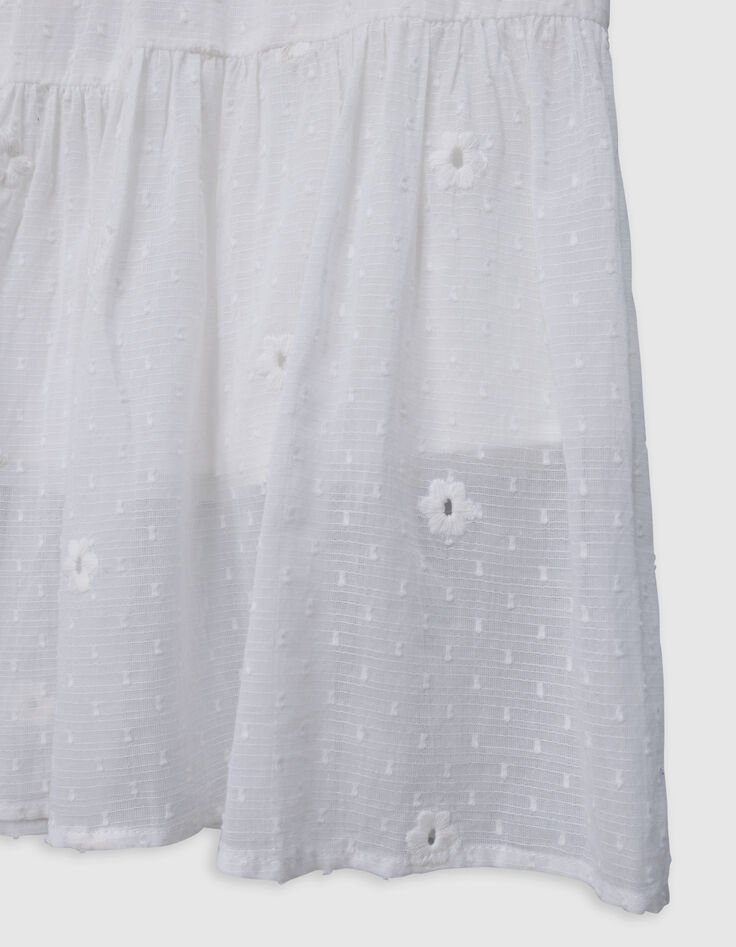 Jupe blanche jacquard plumetis et fleurs brodées fille-5