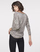 Women’s black panther print V-neck sweater-3
