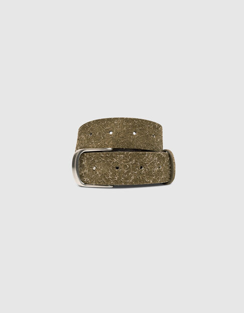 Ceinture kaki cuir velours esprit flanelle Femme - IKKS