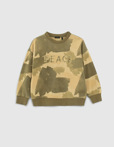 Boys’ beige camouflage organic cotton sweatshirt - IKKS