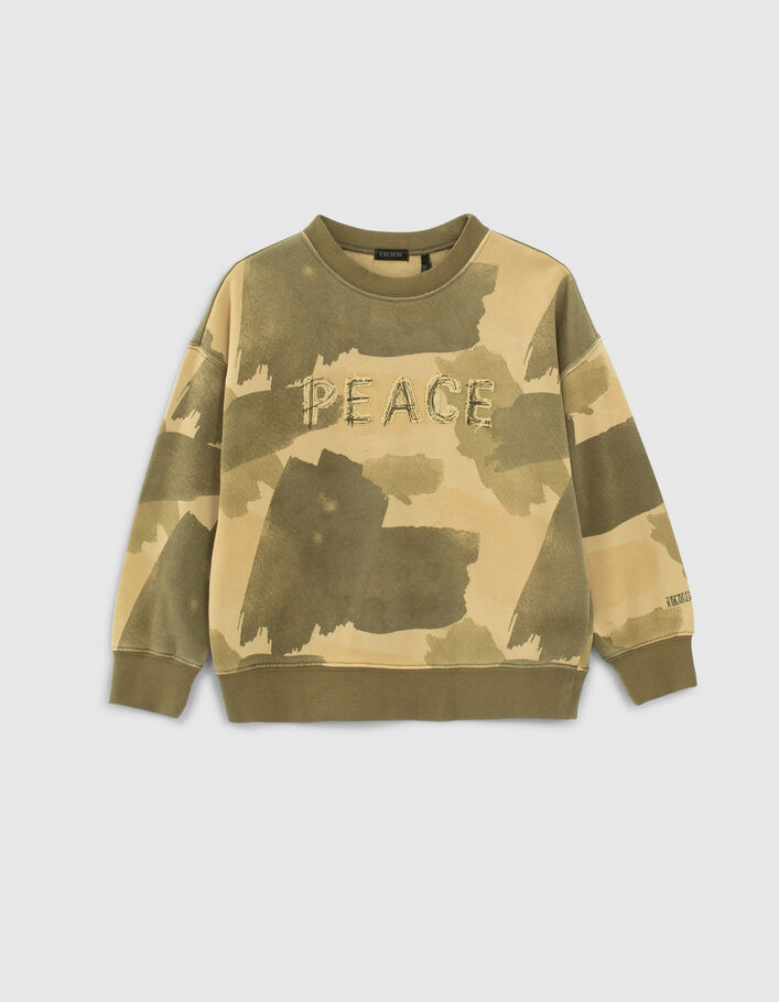 Sweat beige molleton coton bio camouflage garçon - IKKS