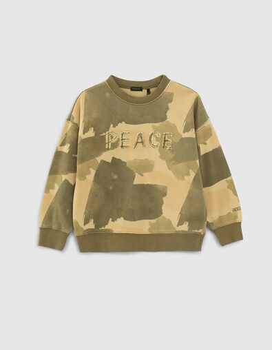 Beige sweater biokatoen camouflage jongens - IKKS