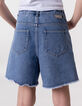Short en jean bleu bords frangés fille-3