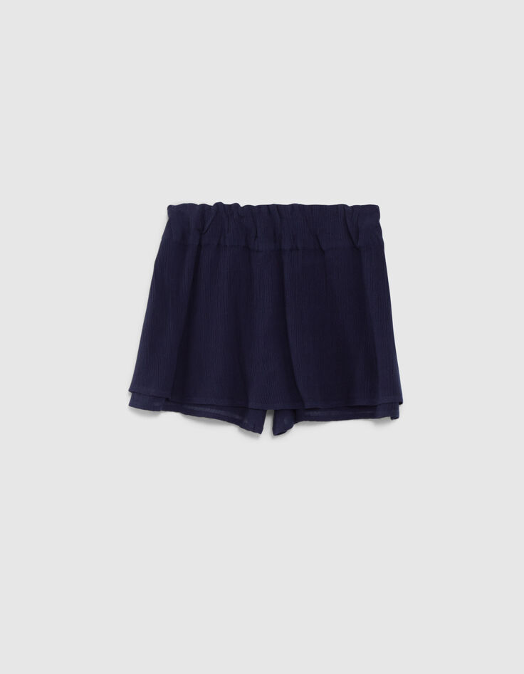 Falda pantalón azul marino crepé bordado brasileño niña-3