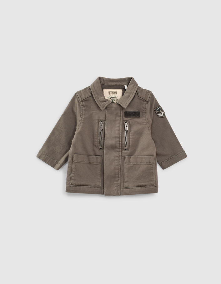 Baby boys’ khaki back print organic cotton safari jacket - IKKS