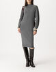 Graues Damenpulloverkleid mit Zopfstrick-2