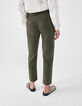 Kaki baggy jeans afneembare ceintuur zilver gesp dames-3