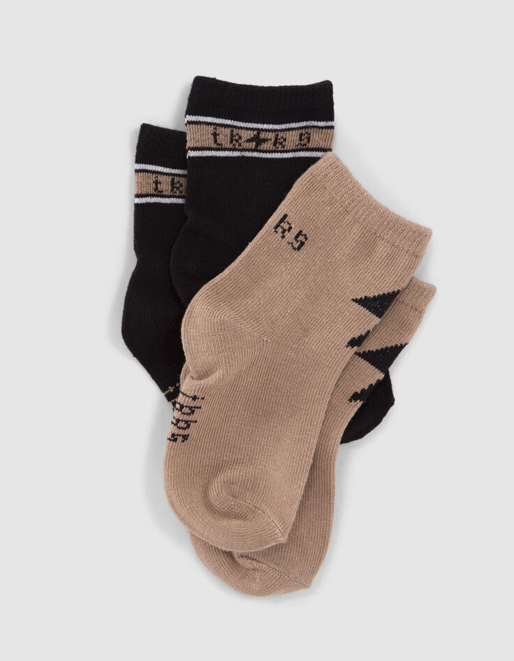 Calcetines negro y beige bebé niño-6