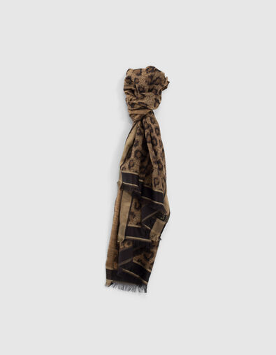 Women's leopard jacquard woven scarf - IKKS
