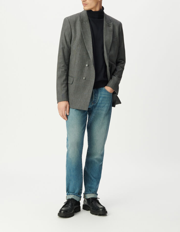 Veste de costume grise motif carreaux Homme-5