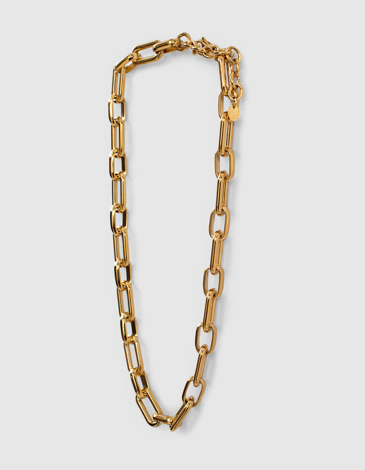 Collier doré en grosse maille femme-3