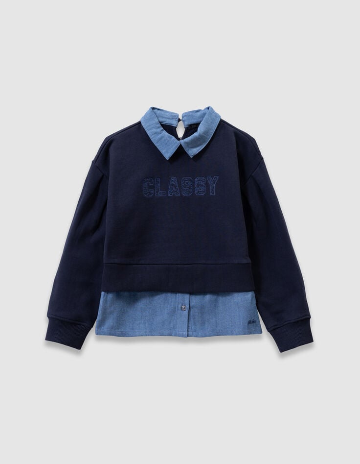 Marine sweater overhemd-trompe-l'oeil meisjes-3 Marine sweater overhemd-trompe-l'oeil meisjes-3