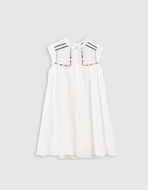 Ecru jurk jacquard geborduurd frontje meisjes - IKKS
