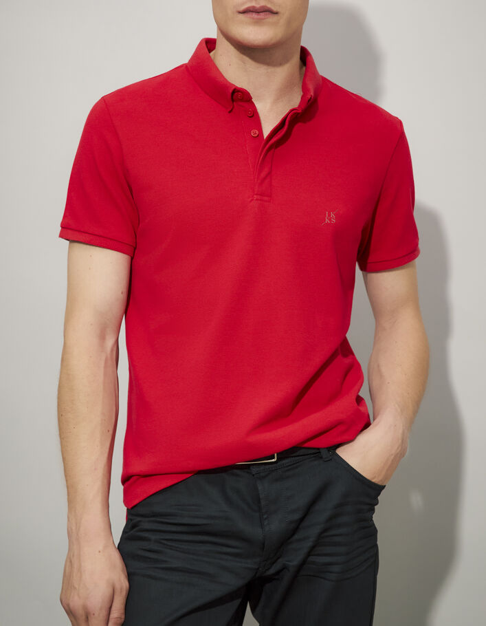 Rotes SLIM-Herrenpoloshirt aus Mischgewebe - IKKS