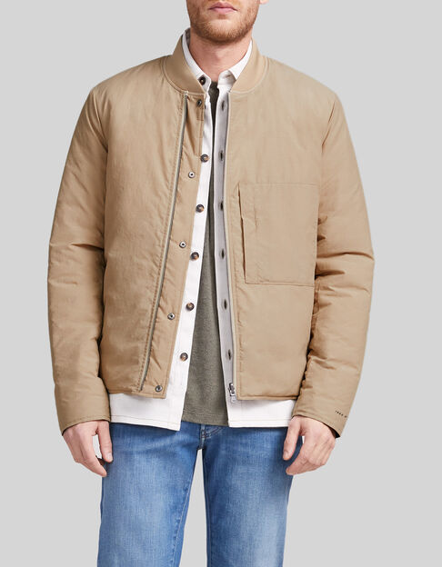 Men’s khaki/beige reversible light padded jacket - IKKS