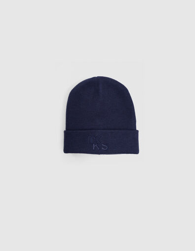 Bonnet marine tricot logo gomme gar&ccedil;on - IKKS