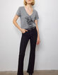 Tee-shirt coton bio gris visuel tête de mort perles femme-4