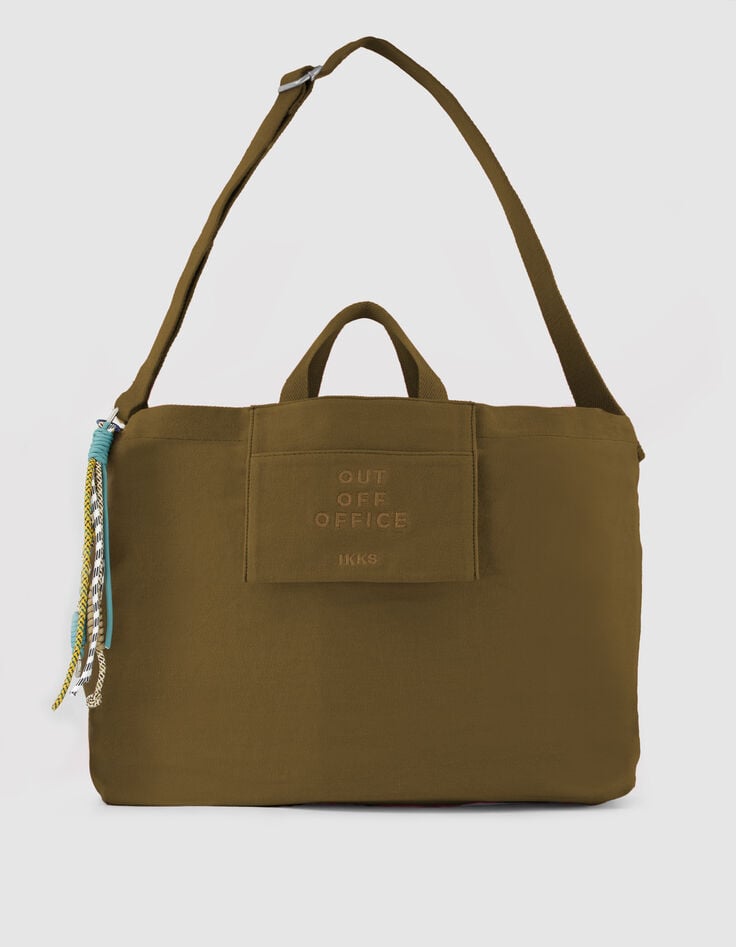 El bolso totebag kaki lona bordado Mujer-2
