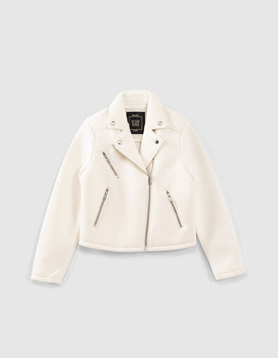 Chaqueta motera de neopreno blanco roto niña - IKKS