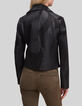 Women's black leather patchwork-look biker-style jacket-3