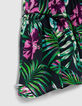 Girls’ black dress with tropical print-4